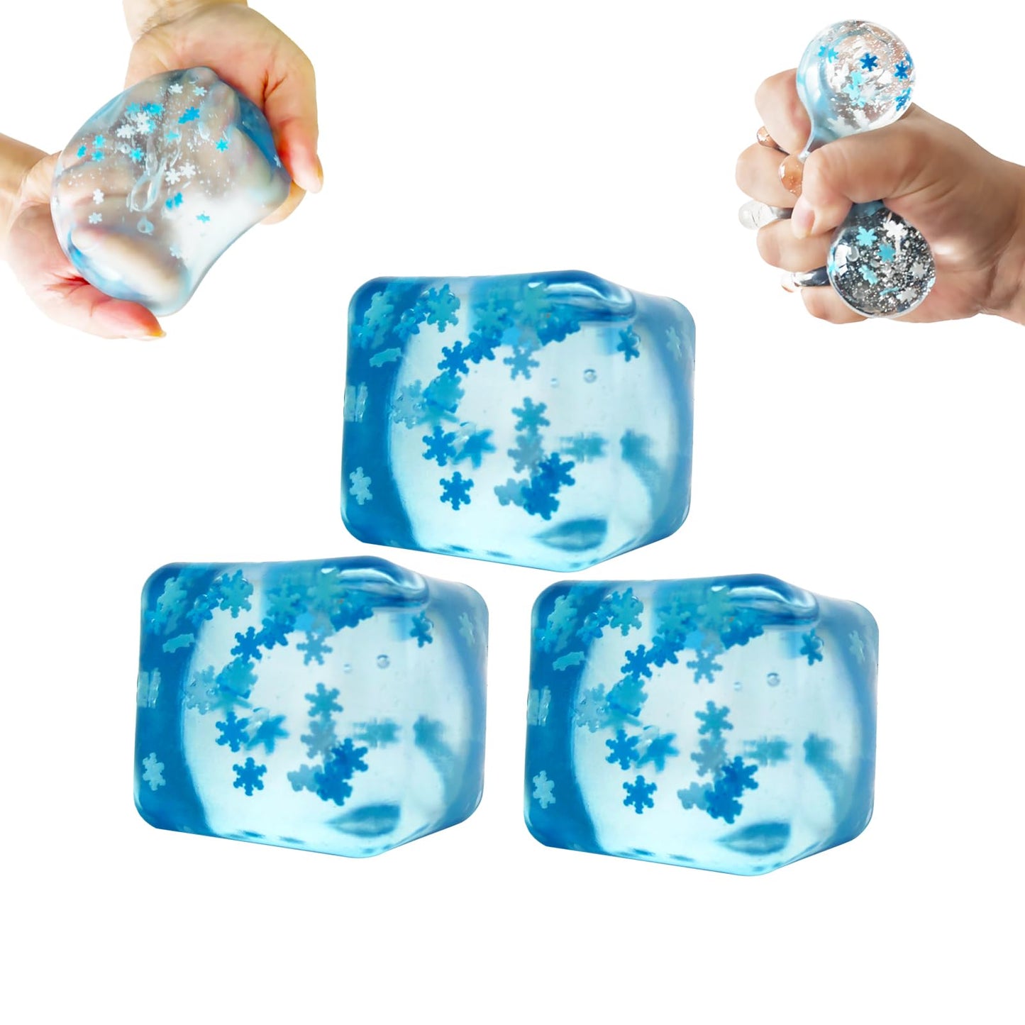 3 Pack Snowy Ice Cube Squishies